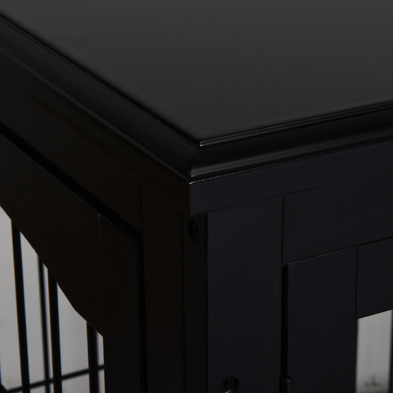 Petit meuble pour chenil pour chien, cage ferme verrouillable, table noire, taille avec double ouverture, porte pour chiot