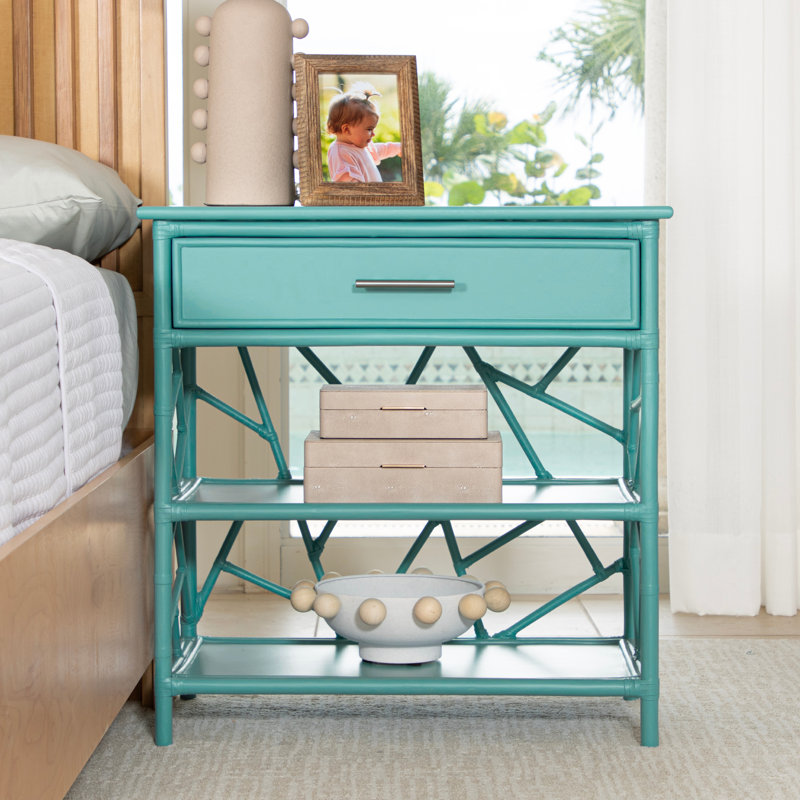 End Table with Storage, Turquoise
