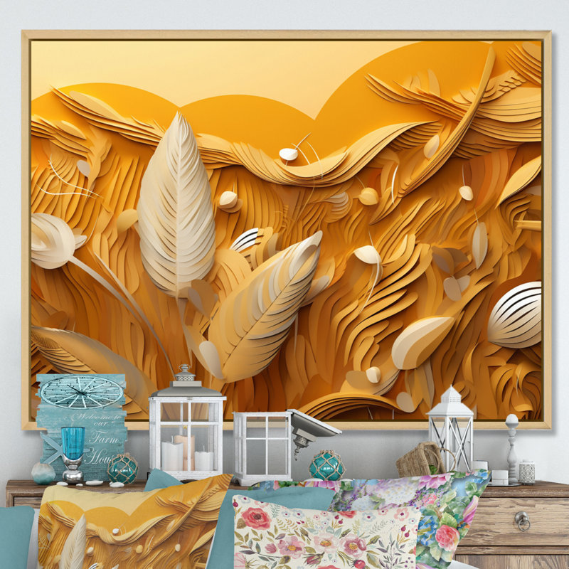 Golden Harvest Cord Field IV sur toile, H 34 po x l 44 po x P 1,5 po, Cadre naturel flottant