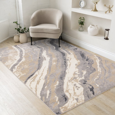 Brooklinn Modern Beige Cream High-Traffic Area Rug