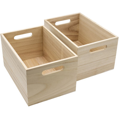 Caisses en bois brut, bacs de rangement, boîtes en bois, contenants d'armoire - 2 pièces