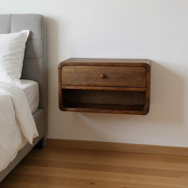 Dursunbey Solid Wood 1-Drawer Floating Nightstand