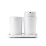Brabantia Renew Bathroom Countertop Accessory Set - Soap Dispenser Toothbrush Holder and Tray