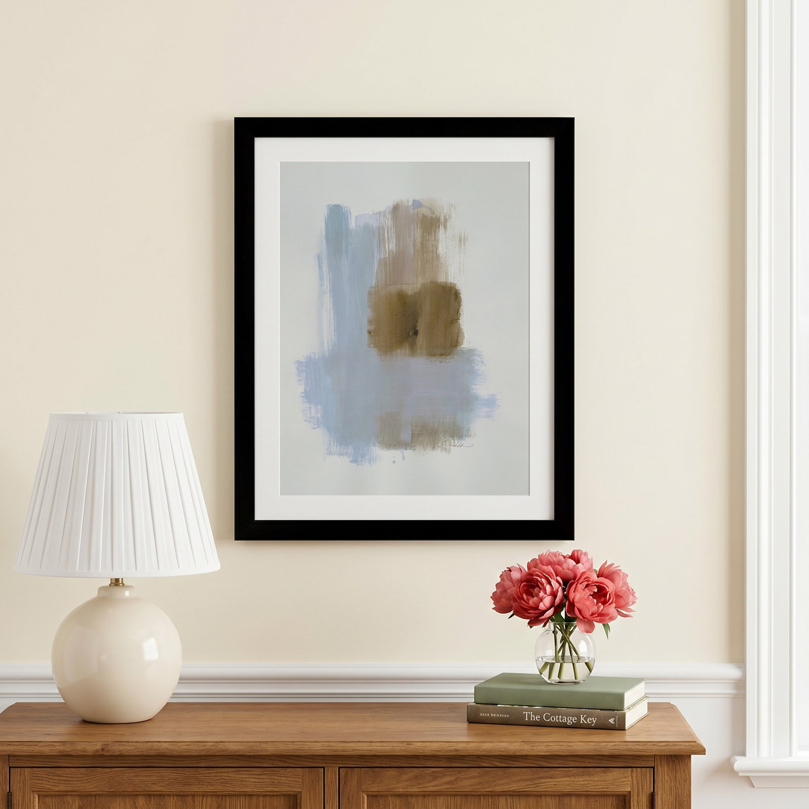 Esmeray "Powder Room Wash IV" Print, Black Cube Frame Matted, 27" H x 23" W x 1.25" D  