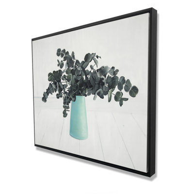 Bouquet d'eucalyptus - Toile encadrée turquoise Hygge