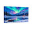 «Christmas Aurora Sky Mountain Lake Cabin Boat Snow Trees Reflection», ensemble de 3 impressions d'art sur toile-1176538422