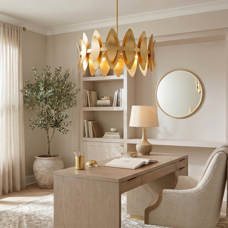 Luminaire suspendu feuille d'or 6 lumières Hayley