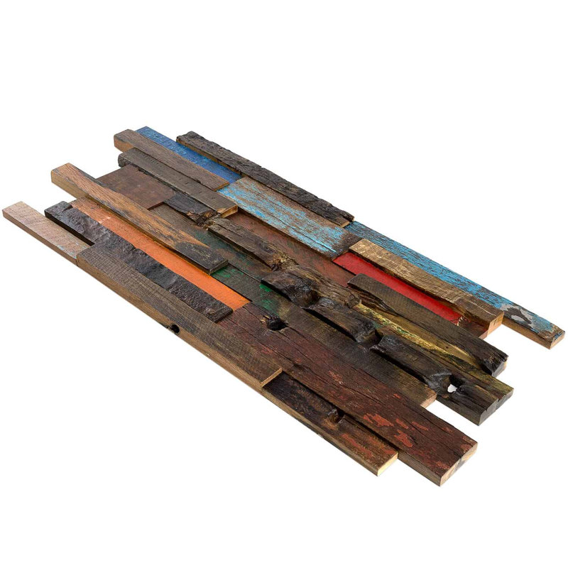 Driftwood 12x24 Textured Reclaimed Wood Mosaic Tile, Nargusta