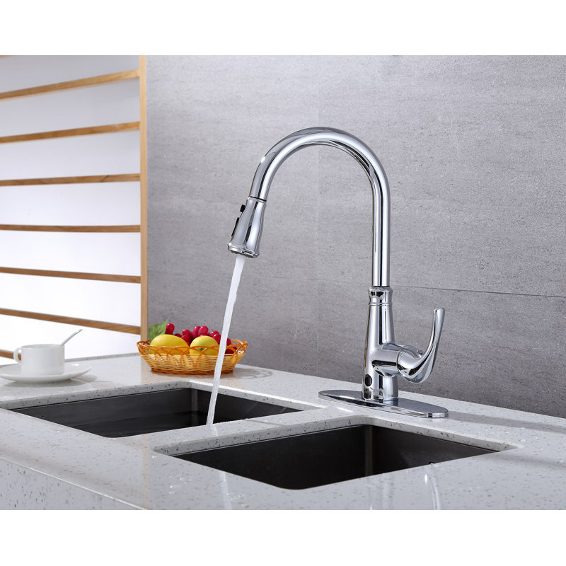 Chrome Single-Handle Pull-Down Touchless Kitchen Faucet