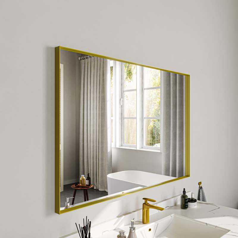 Miroir de salle de bain mural, Doré, 48 po x 32 po