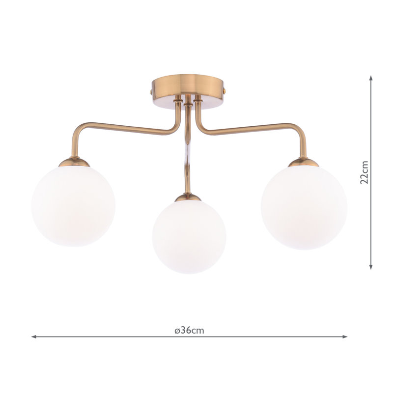 FEYA 3LT SEMI FLUSH GLS, Antique Bronze/Beige