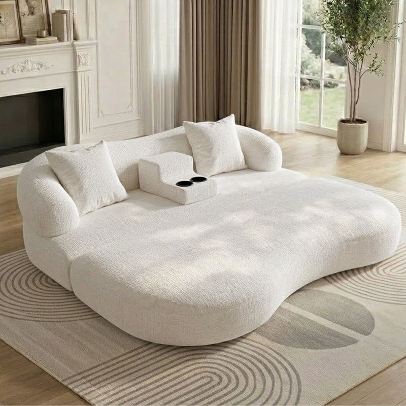 Full / Double 70.07 " Upholstered Convertible Sofa, White