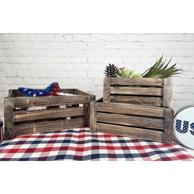 Ensemble de 3 caisses en bois manufacturé, Brun naturel