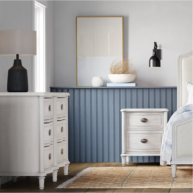 Devon 2 Drawer Nightstand, Cream