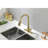 Single Level Brushed Gold Kitchen Faucet - Stainless Steel With 360 Rotating Pull Down Spray Head For Versatile Use Tap Efficient Water Use, 17 In. Depth-200105583