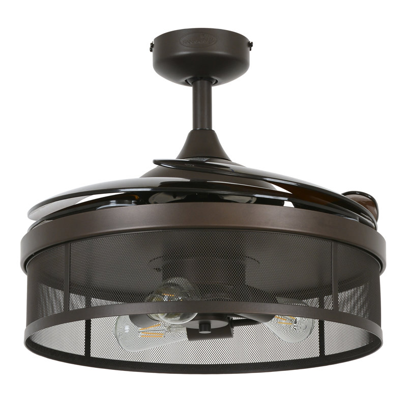 48" Retractable Blade Ceiling Fan with Light and Remote, Modern Fandelier Ceiling Fan, Patented Design Technology, Stronger Thicker Blades, Oil Rubbed Bronze
