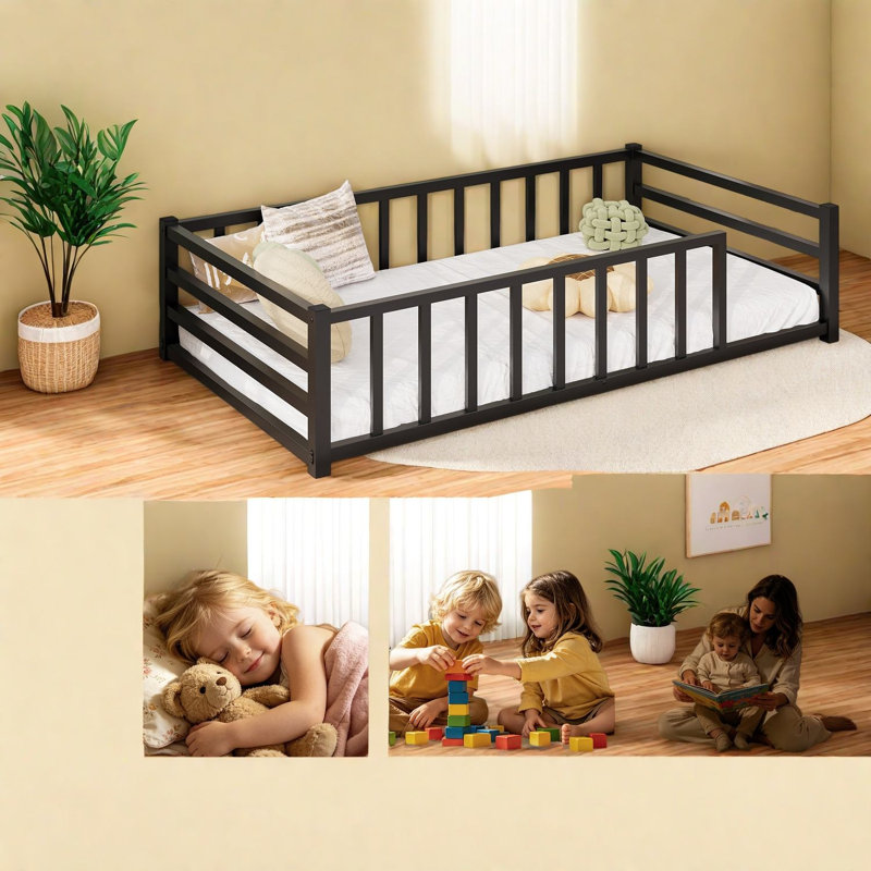 Lits simples Safe, structure en métal robuste, chambre d'enfant moderne et compacte