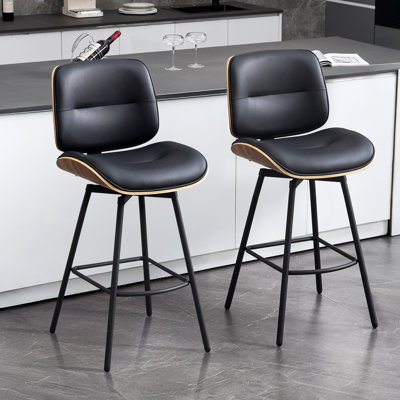 Modern Faux Leather Swivel Counter Stools