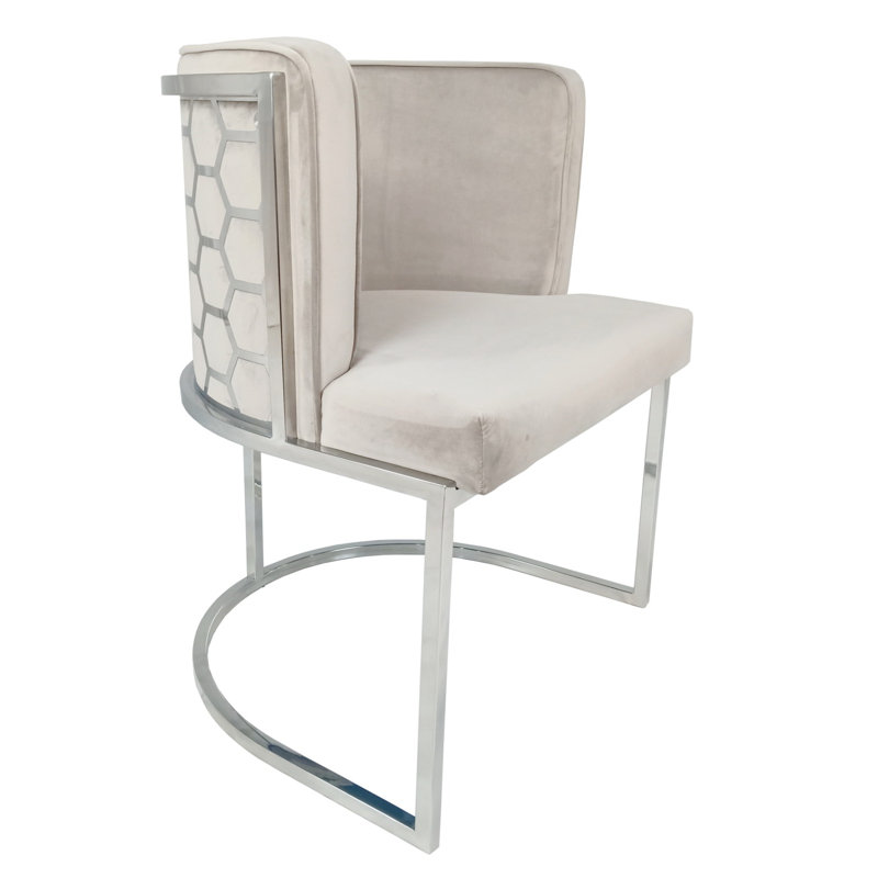 Chaise avec accoudoirs revêtue de velours, gris