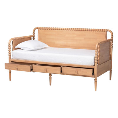 Baxton Studio Deava 3-Drawer Daybed with Bobbin Frame, Full, Beech Brown