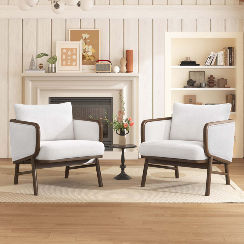 Ensemble de 2 chaises d'appoint en tissu Sherpa