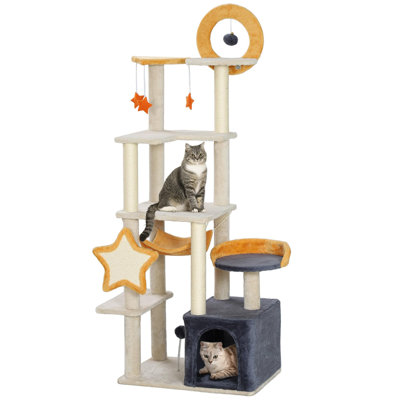 63 Inch Cat Tree, Star and Moon Themed Cat Tower for Indoor Cats