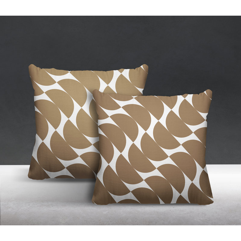 Oreiller carré intérieur / extérieur Mandi, Beige, L 15 po x H 15 po