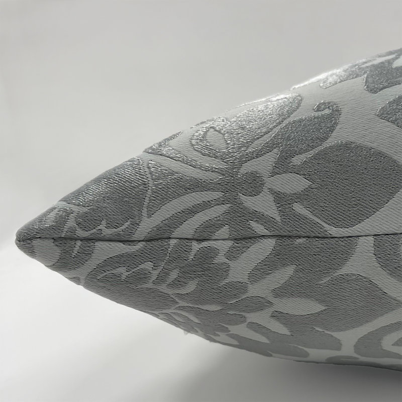 Sutton Damask Reversible Throw Pillow, Silver