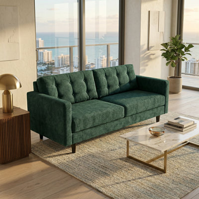 Talmadge Sofa – 5-Day Shipping, Custom Fabric Options, Classic Sofa Wholesale Sofa Furniture - Velvet Antique Kelly Green - Forest Green