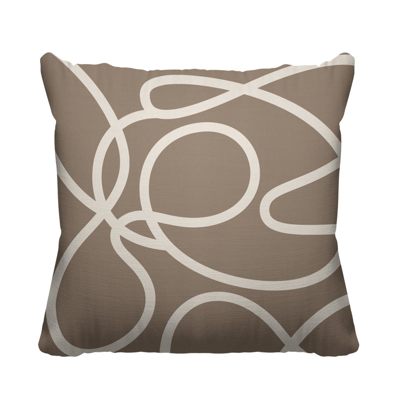 Coussin décoratif intérieur / extérieur Boho Doodles, L 17 po x H 17 po, Beige