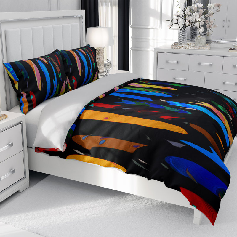 Ensemble de housse de couette à rayures Memphis, Housse de couette simple + 1 taie décorative stan