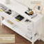 Console 47 po avec 2 tiroirs et tablette de rangement, blanc