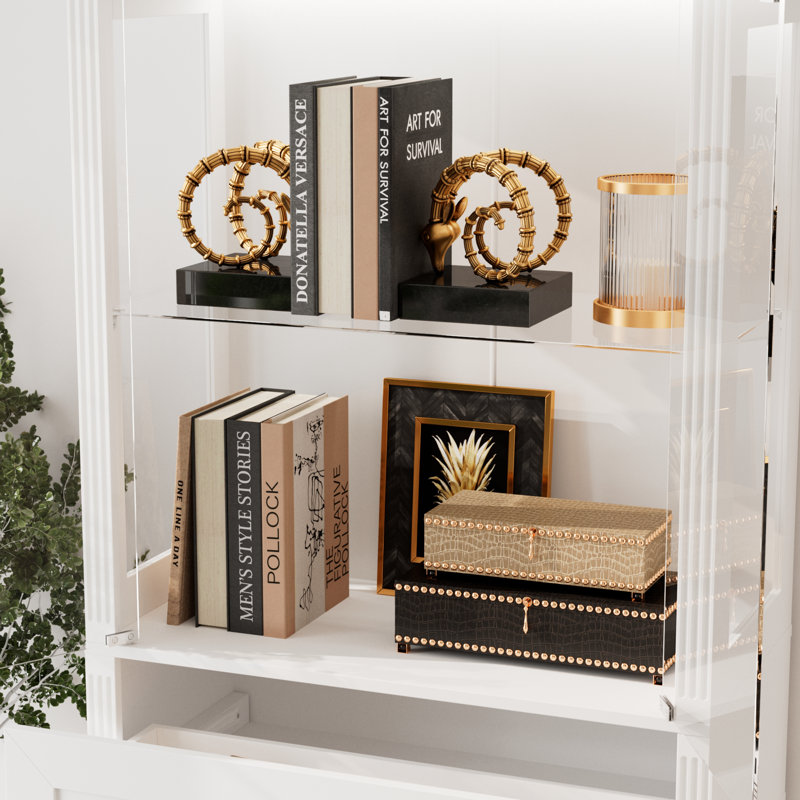 Elegant Display Cabinet With Glass Doors And 1 Drawer