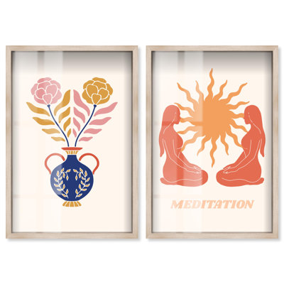 Gleam Duo Shadowbox Print Living Room Decor by Art Remedy, Blonde Frame, 30 x 45