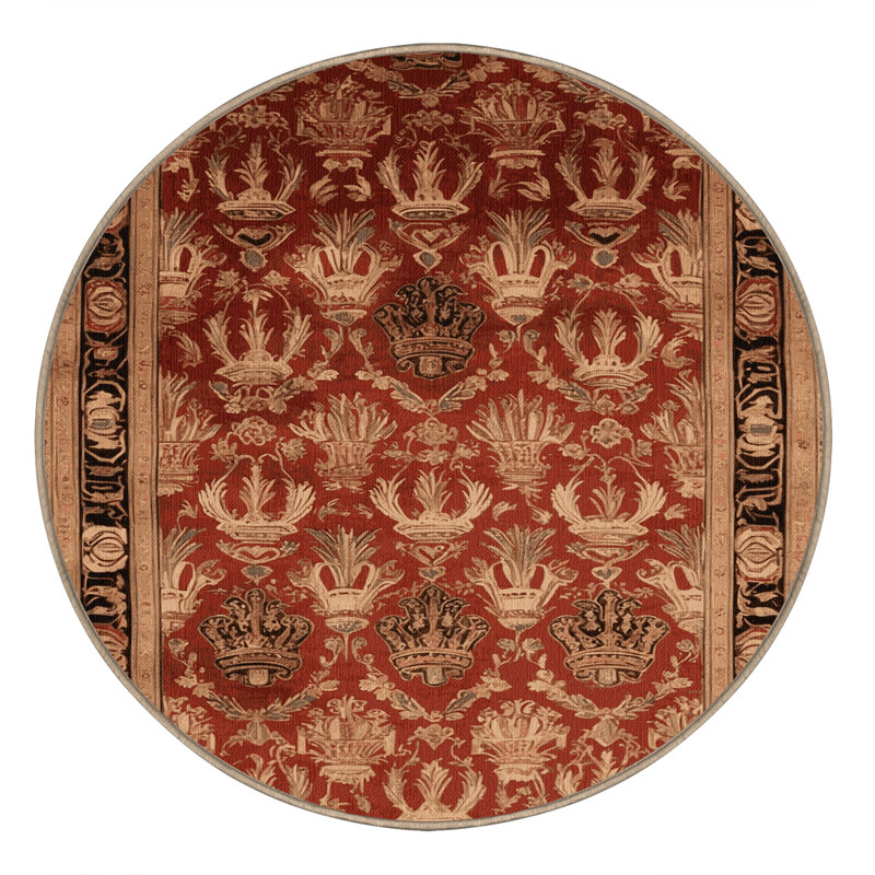 Tapis brun français lavable à la machine, Rond 3 pi