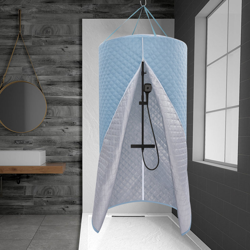 Rideau de douche à isolation thermique avec fermeture à glissière