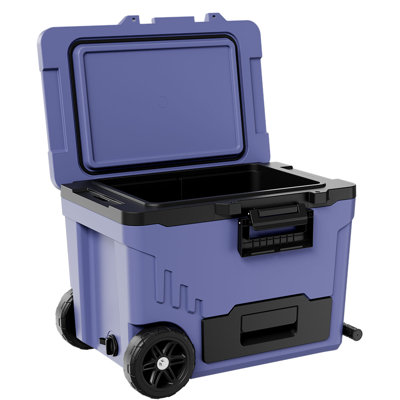 Hard Cooler, 45QT Portable Rolling Cooler with Wheels, Leak-Resistant Coolbox Keeps Contents Cool for 48 Hours, Ice Retention Insulated Chests, Ultra-Light for Outdoor Picnics, Grill, Camping