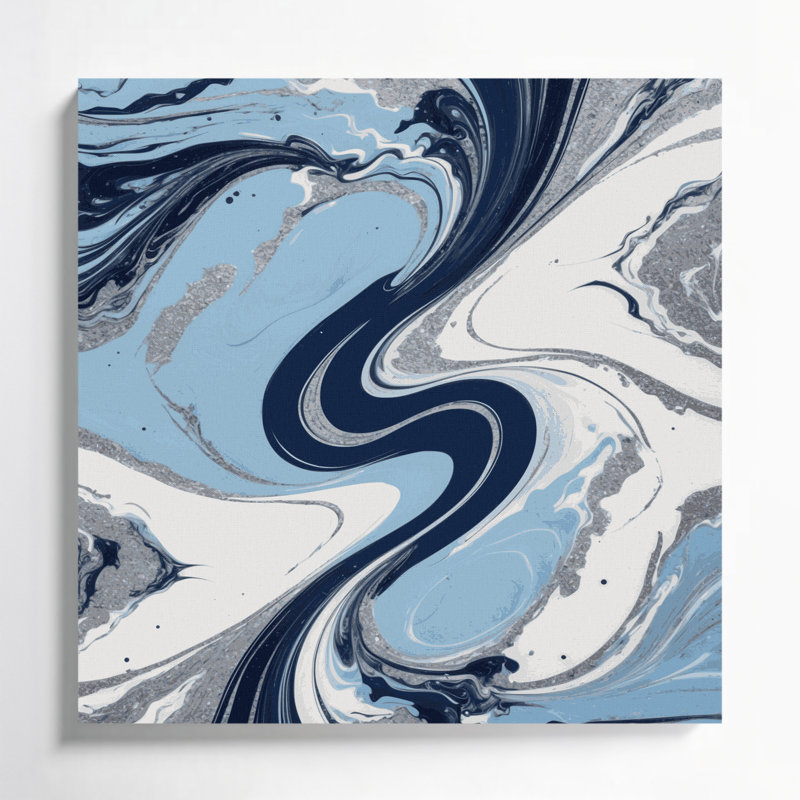 Abstrait art fluide sur toile grise 65, H 12 po x l 12 po