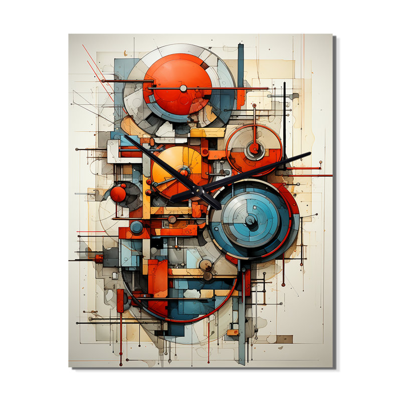 Constructivisme d'assemblage dynamique géométrique III - Très grandes horloges murales abstraites, H 28 po x l 12 po x P 1 po