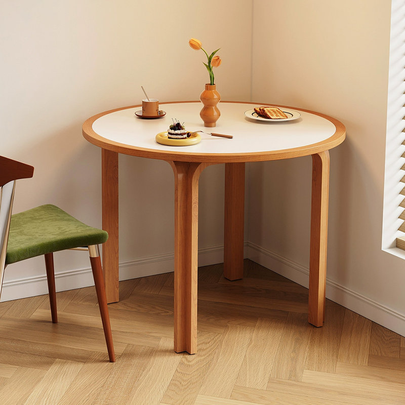 Table de salle à manger blanche et noyer, H 29,53 po x L 39,37 po x l 39,37 po