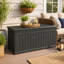 Boîte de terrasse en résine de 260 gallons noire verrouillable et imperméable pour les coussins de patio