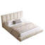 Lit Queen Size crème à motif nuageux et grille, tissu velours, beige-134005088