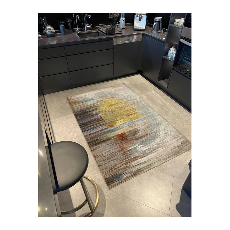 Tapis tissé décoratif rayé, Rectangle 4 pi 8 po x 6 pi 7 po