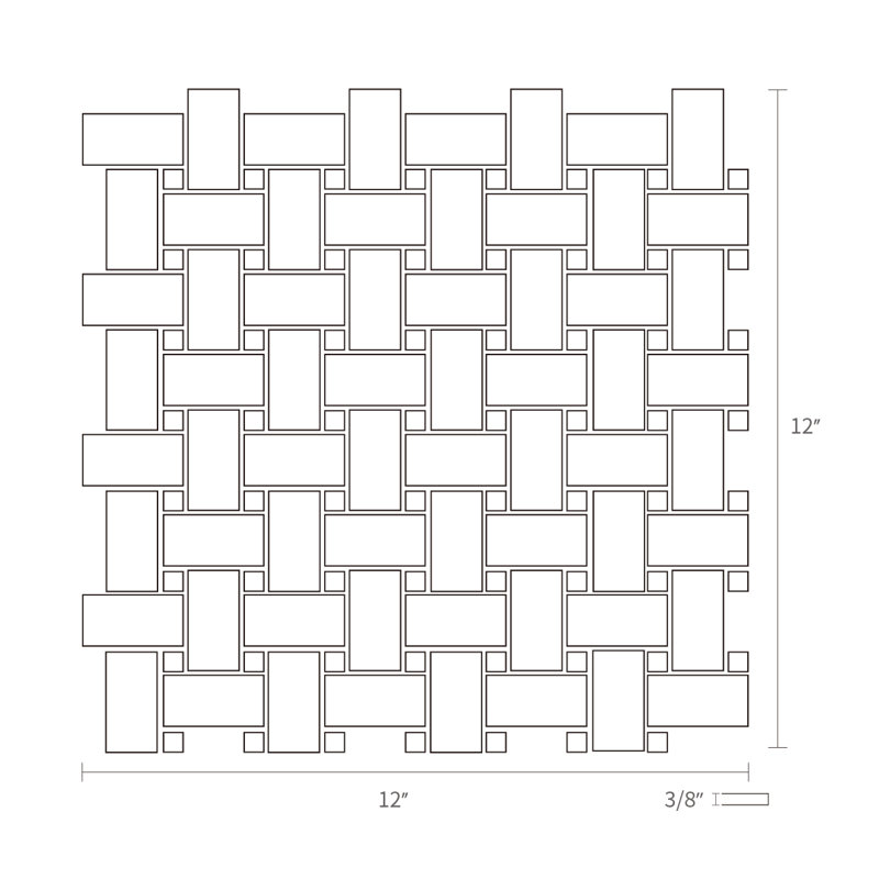 Carreau de mosaïque de mur et de plancher en marbre Carrara 1 po x 2 po Carrara