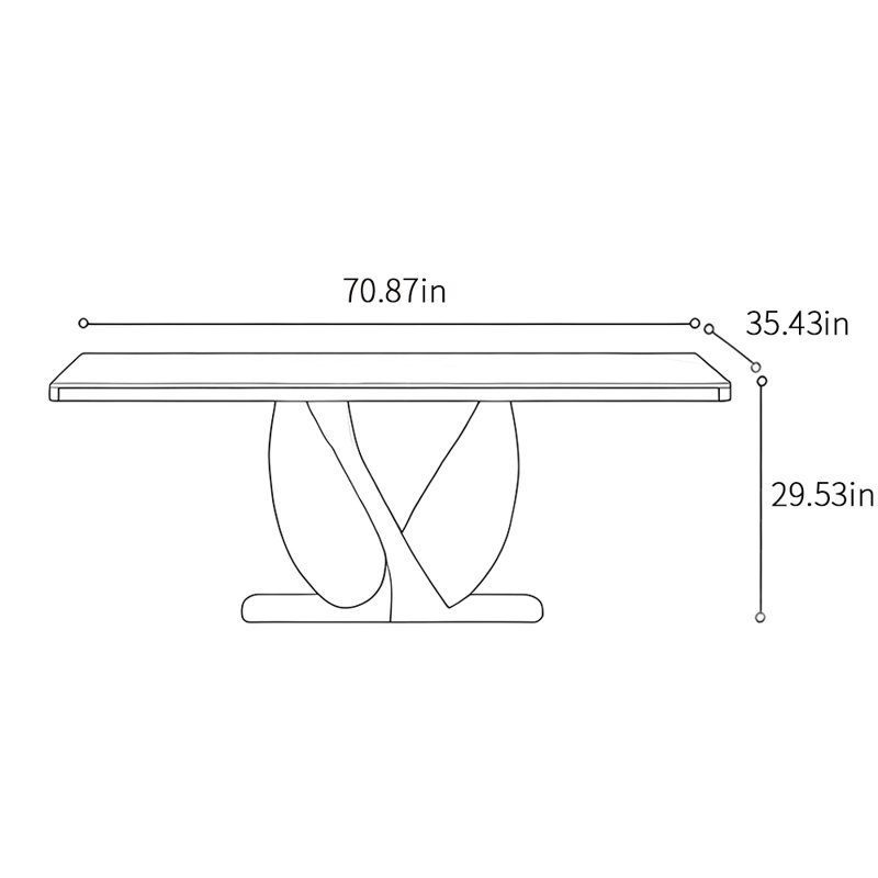 Light luxury modern simple dining table, 29.53"H x 70.87"L x 35.43"W
