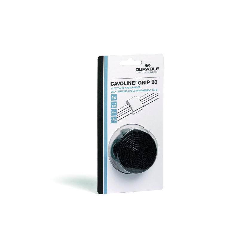 Durable Self-gripping cable management tape CAVOLINE® GRIP 20 mm, Black