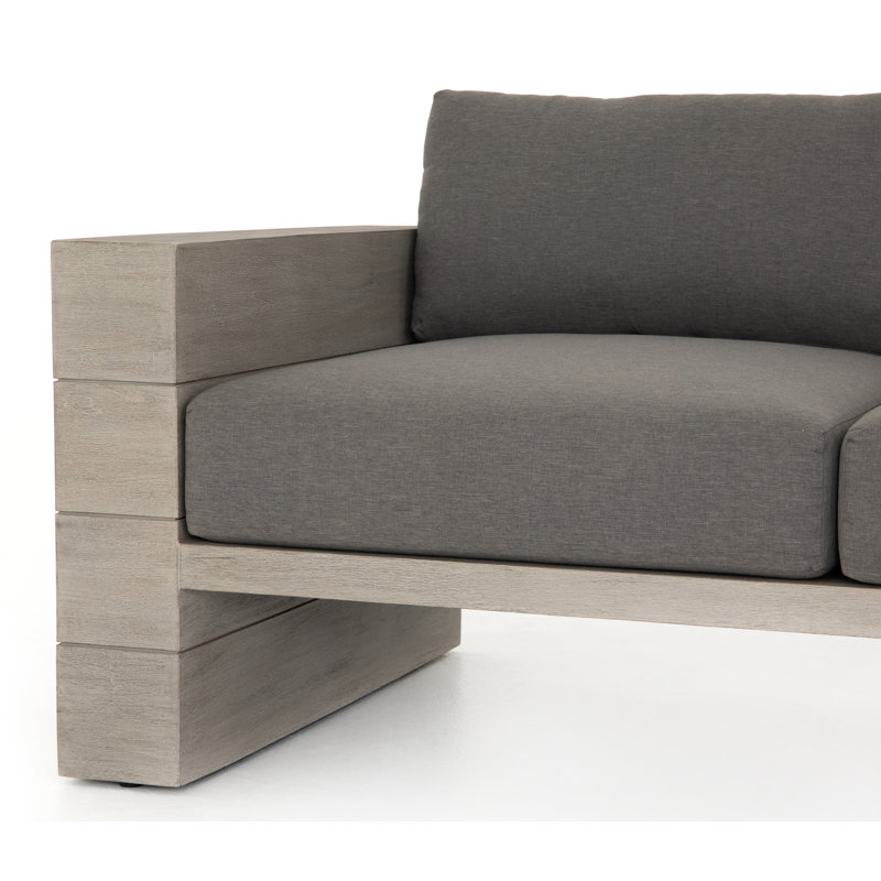 Tsubaki 96" Wide Patio Sofa, Weathered Gray, Charcoal Polypropylene/Olefin