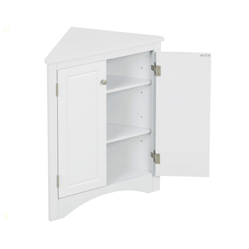 Armoire de rangement blanche triangulaire avec tablettes réglables, armoire de plancher autoportante pour la cuisine à domicile