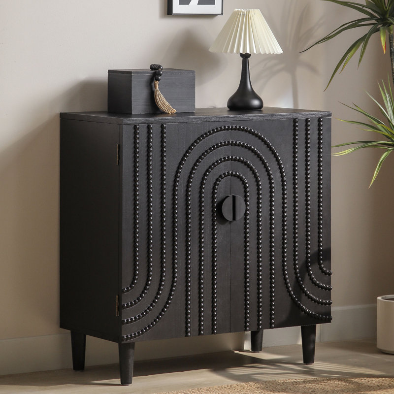 30" Black Wood Accent Cabinet
