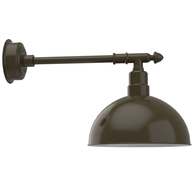 Luminaire de grange d’extérieur à del Antoinette, H 15 po x l 14 po x P 28 po, Bronze acajou